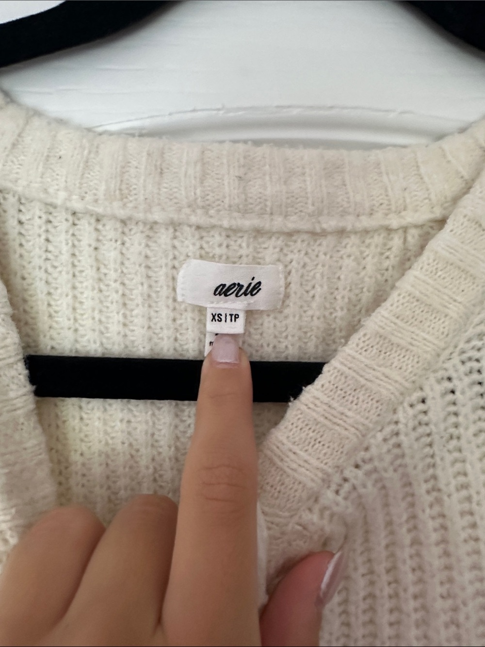 aerie Cream Knit Short-Sleeve Button Cardigan - Picture 2 of 2